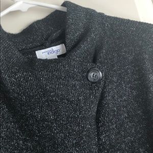 Split Open Sweater with Button Cowl Neckline